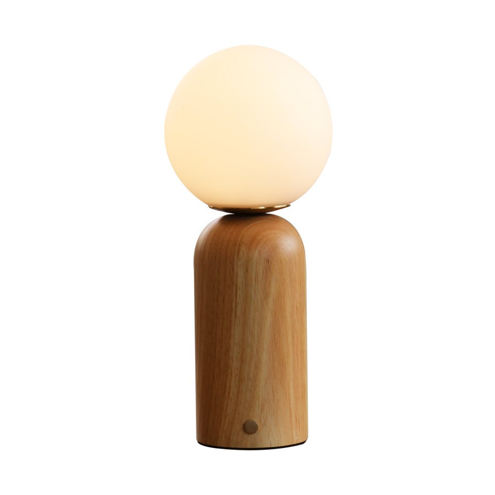 Rechargeable Wood & Glass Table Lamp product view