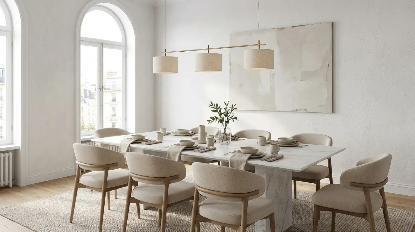 Custom Clean Dining Room lighting in Paris